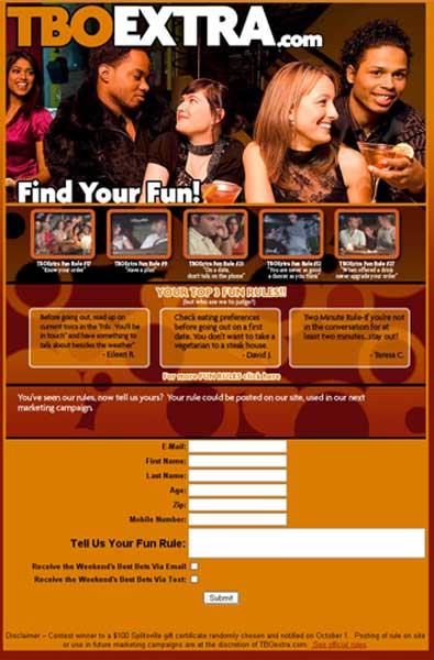 TBOExtra Find Your Fun landing page